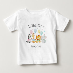 T-shirt Pour Bébé Animaux Bébés Mignons Wild One 1er Anniversaire