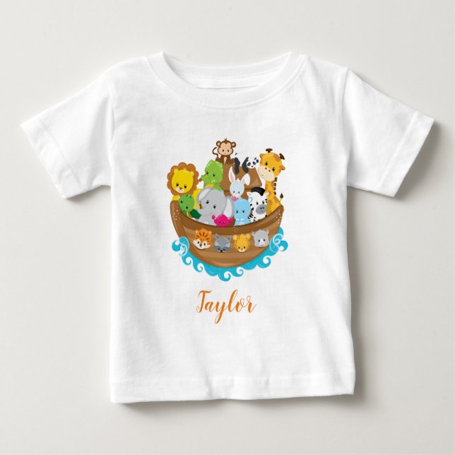 T-shirt Pour Bébé Animaux d'arche de Cute Noah (Devant)