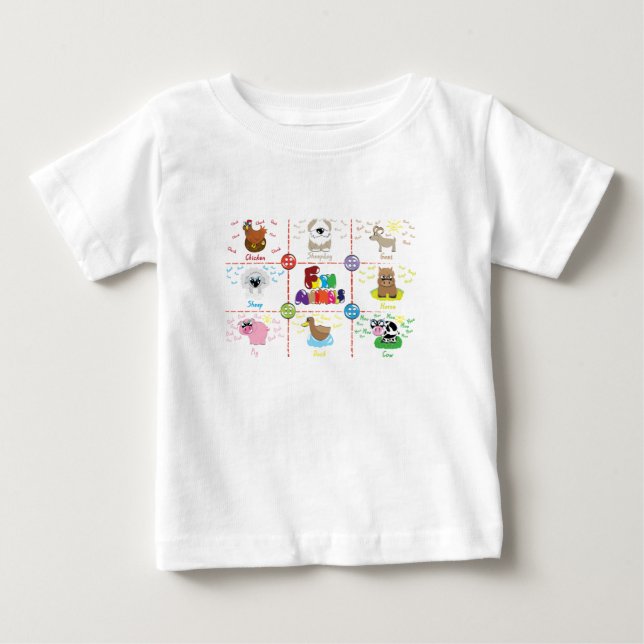 T-shirt Pour Bébé Animaux de ferme (Devant)