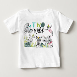 T-shirt Pour Bébé Animaux de fête Deux Safari Garçons sauvages Anniv