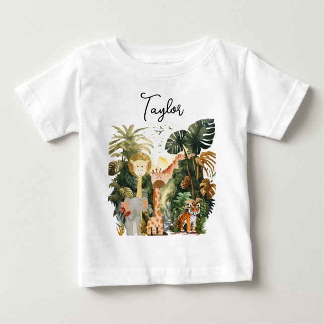 T-shirt Pour Bébé Animaux de la jungle Safari exotique Rêve (Devant)