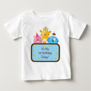 T-shirt Pour Bébé Animaux mignons d'anniversaire de bande dessinée