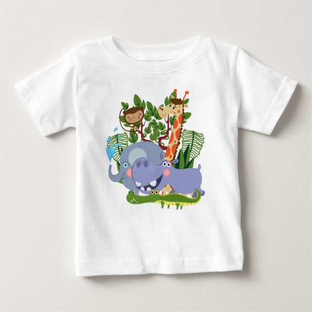 T-shirt Pour Bébé Animaux mignons de safari (Devant)