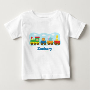 T-shirt Pour Bébé Animaux Mignons et Colorés en Train pour Bébés