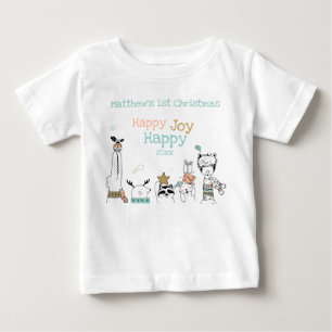 T-shirt Pour Bébé Animaux sauvages 1er Noël de bébé Joyeux Joyeux Jo