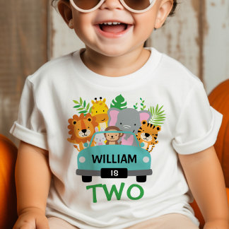 T-shirt Pour Bébé Animaux sauvages de la jungle garçon 2e anniversai