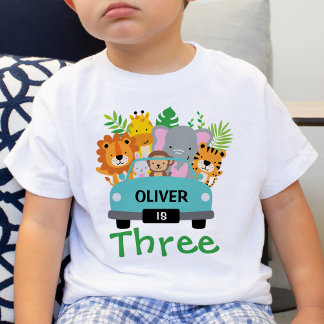 T-shirt Pour Bébé Animaux sauvages de la Jungle Garçon 3e anniversai