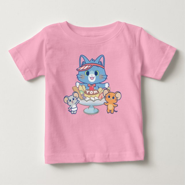 T-shirt Pour Bébé Anime Tom, Jerry et Tuffy Dessert Parlor (Devant)