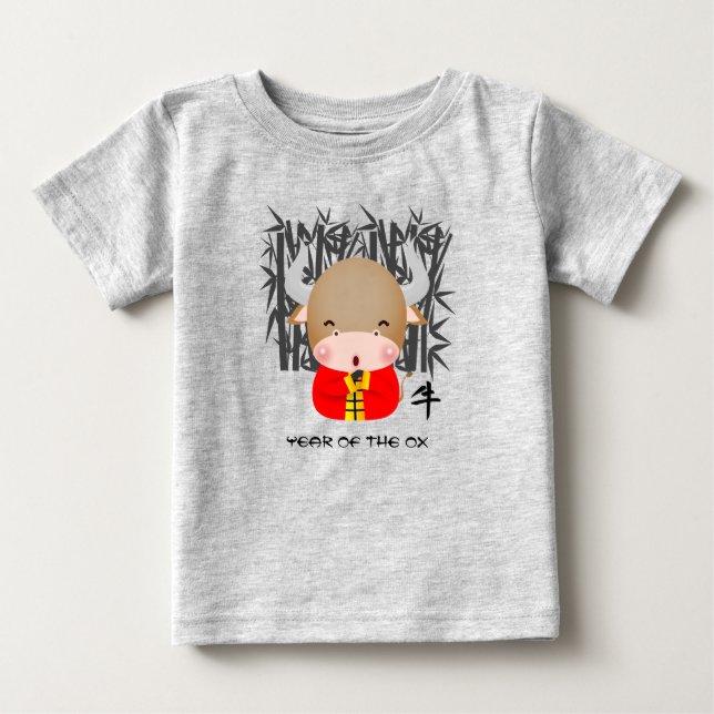 T-shirt Pour Bébé Année chinoise du boeuf | Petit Ox mou (Devant)
