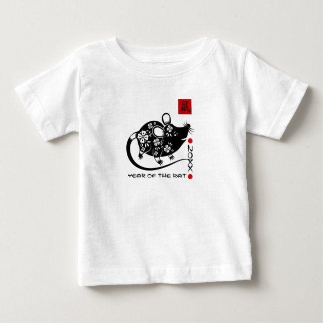 T-shirt Pour Bébé Année chinoise du rat| Année personnalisée (Devant)