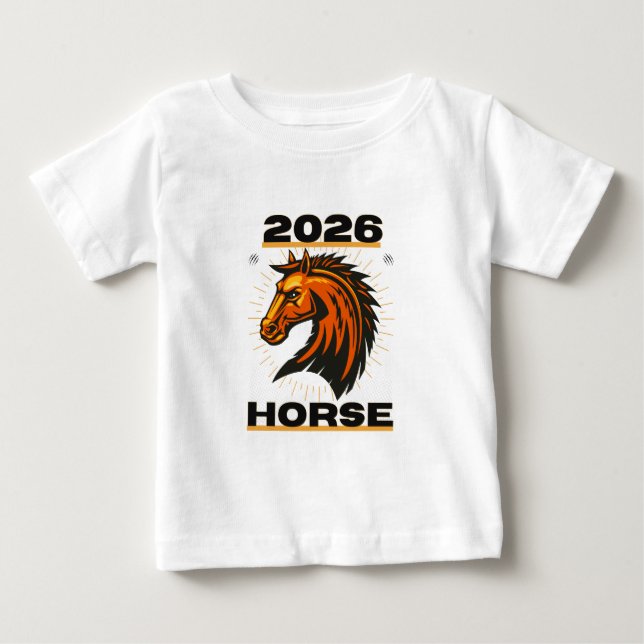 T-shirt Pour Bébé Année du cheval 2026 (Devant)