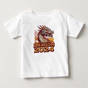 T-shirt Pour Bébé Année du dragon 2024 bébé chemises blanches, Drago