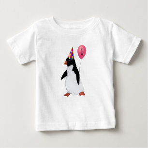 T-shirt Pour Bébé Anniversaire Custom Age Penguin Chemise
