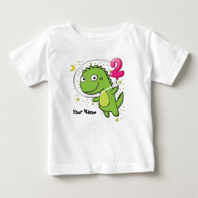 T-shirt Pour Bébé Anniversaire d'astronaute de dinosaure 2ème (Devant)