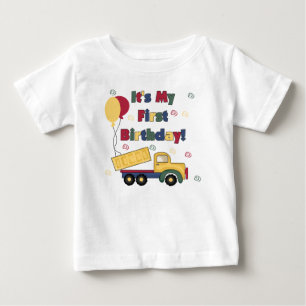 T-shirt Pour Bébé Anniversaire de camion à benne basculante premier