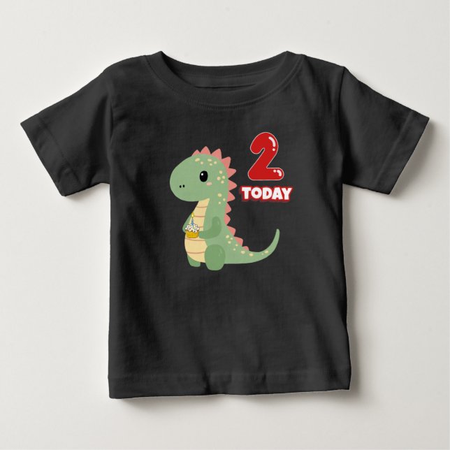 T-shirt Pour Bébé Anniversaire de Dino 2 aujourd'hui (Devant)