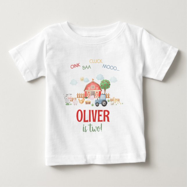 T-shirt Pour Bébé Anniversaire de ferme animaux mignons, Toddler, (Devant)