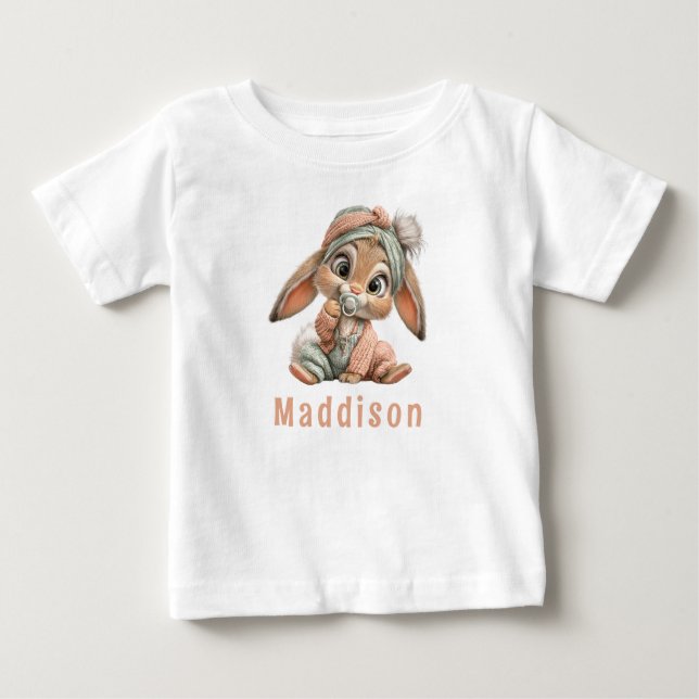 T-shirt Pour Bébé Anniversaire de Lapin de Bébé Mignon (Devant)