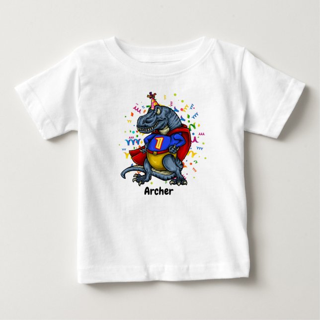 T-shirt Pour Bébé Anniversaire de super héros de T-Rex ęr (Devant)