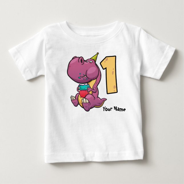 T-shirt Pour Bébé Anniversaire de T-Rex de dinosaure pourpre ęr (Devant)