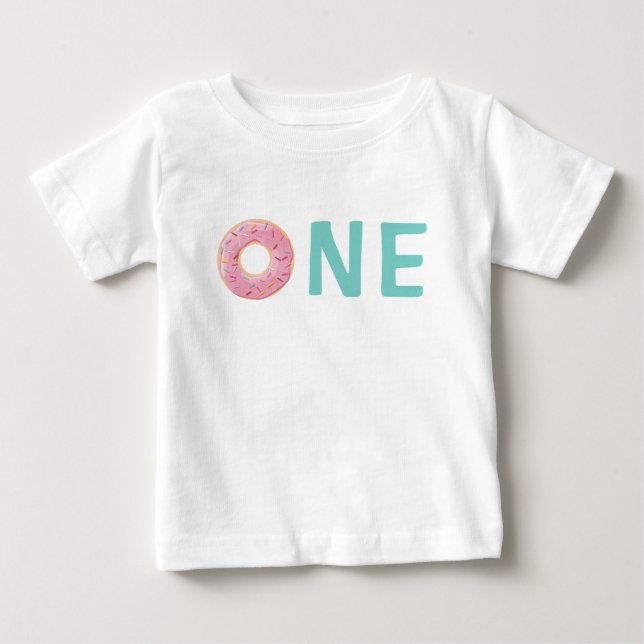 T-shirt Pour Bébé Anniversaire d'invitation de l'âge un de beignet (Devant)