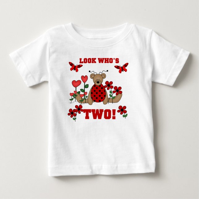 T-shirt Pour Bébé Anniversaire d'ours de coccinelle 2ème (Devant)