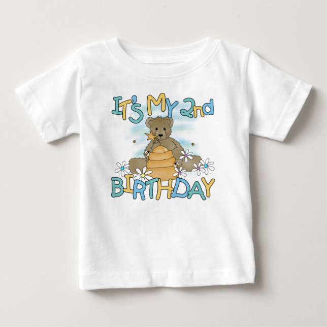 T-shirt Pour Bébé Anniversaire d'ours de miel 2ème (Devant)