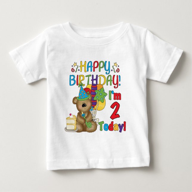 T-shirt Pour Bébé Anniversaire d'ours de nounours de joyeux (Devant)