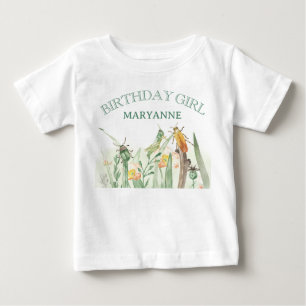 T-shirt Pour Bébé Anniversaire enfant insecte bug aquarelle