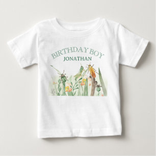 T-shirt Pour Bébé Anniversaire enfant insecte bug aquarelle