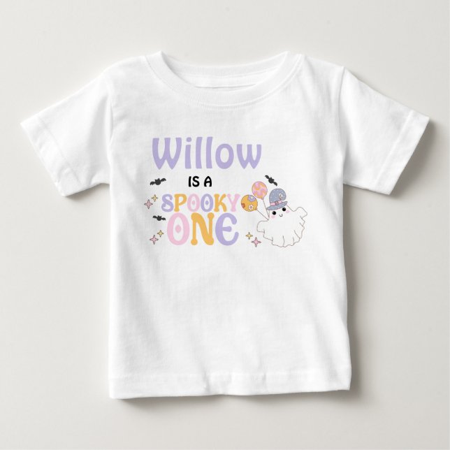 T-shirt Pour Bébé Anniversaire Halloween Violet Effrayant Un Hallowe (Devant)