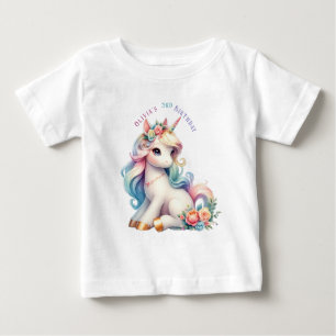 T-shirt Pour Bébé Anniversaire Licorne Magie Arc-en-ciel