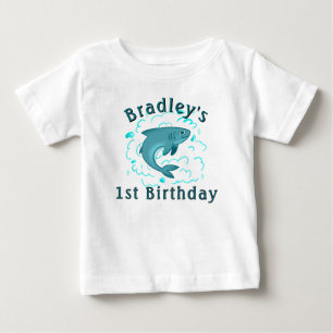 T-shirt Pour Bébé Anniversaire Personnalisé de Requin 1 an