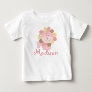 T-shirt Pour Bébé Anniversaire personnalisé safari jungle lion rose 