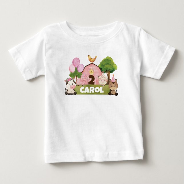 T-shirt Pour Bébé Anniversaire rose personnalisé (Devant)