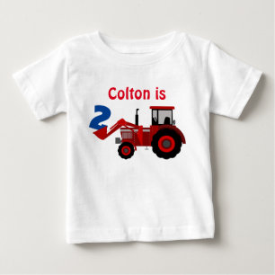 T-shirt Pour Bébé Anniversaire rouge de tracteur d'amusement "âge"
