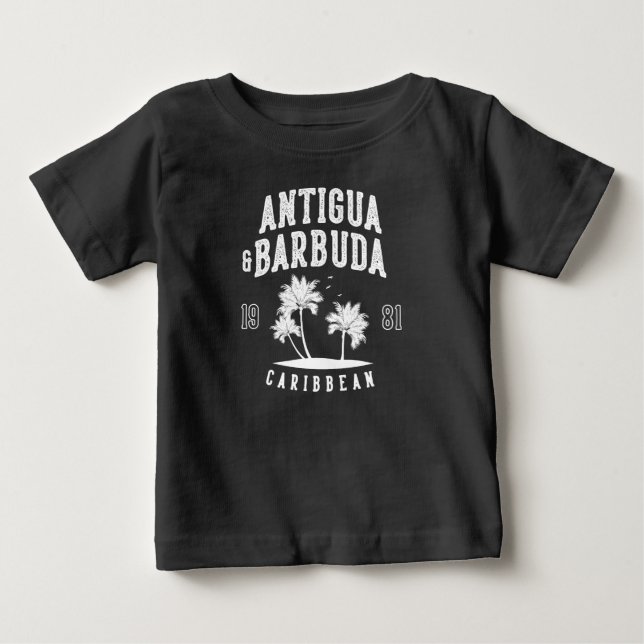T-shirt Pour Bébé Antigua & Barbuda Caribbean Palm Tree (Devant)
