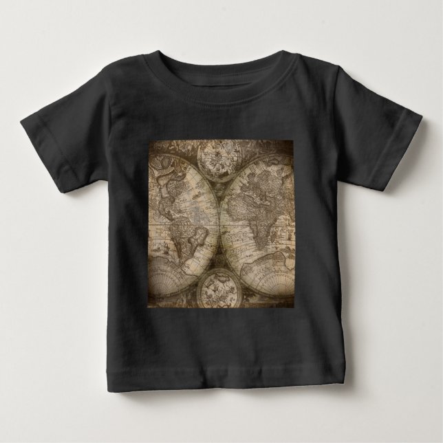 T-shirt Pour Bébé Antique Historique Ancien Monde Atlas Continents (Devant)