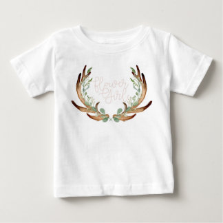 T-shirt Pour Bébé Aquarelle Antler & Greenery | Fleur fille