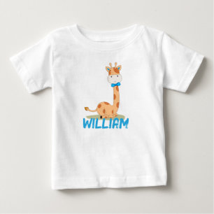 T-shirt Pour Bébé Aquarelle bébé Giraffe, Safari Animaux