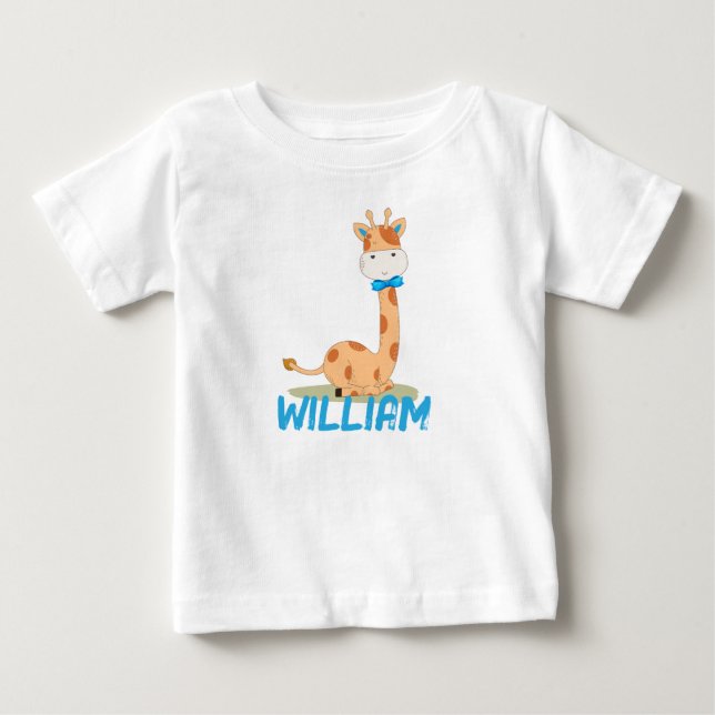 T-shirt Pour Bébé Aquarelle bébé Giraffe, Safari Animaux (Devant)