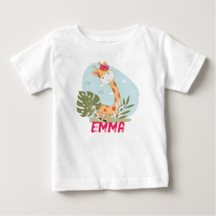 T-shirt Pour Bébé Aquarelle bébé Giraffe, Safari Animaux