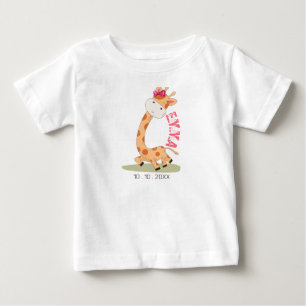 T-shirt Pour Bébé Aquarelle bébé Giraffe, Safari Animaux Anniversair