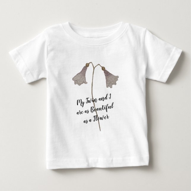 T-shirt Pour Bébé Aquarelle Belle Fleur jumelle (Devant)
