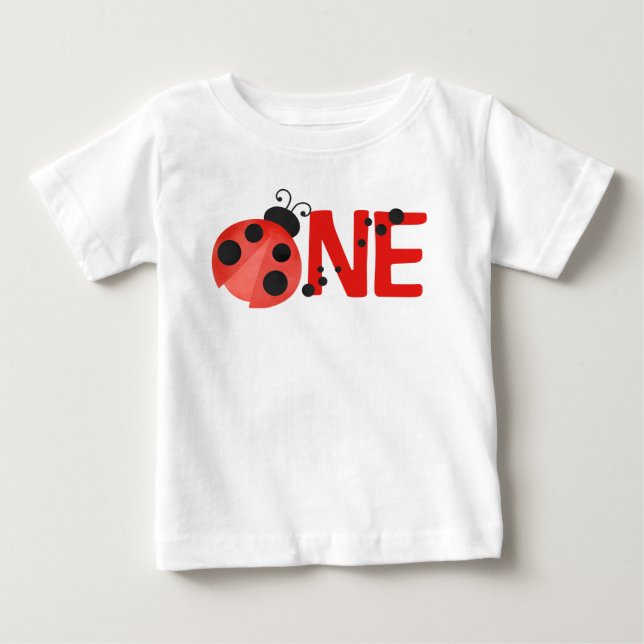 T-shirt Pour Bébé Aquarelle blanche Ladybug ONE 1er Anniversaire T-s (Devant)