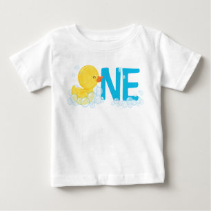 T-shirt Pour Bébé Aquarelle Bois Canard en caoutchouc ONE + Nom sur