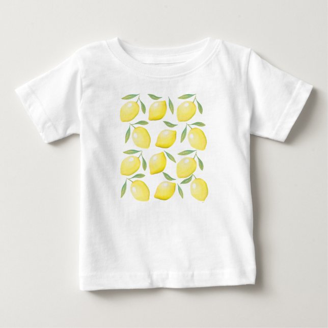 T-shirt Pour Bébé Aquarelle Citrons jaunes (Devant)