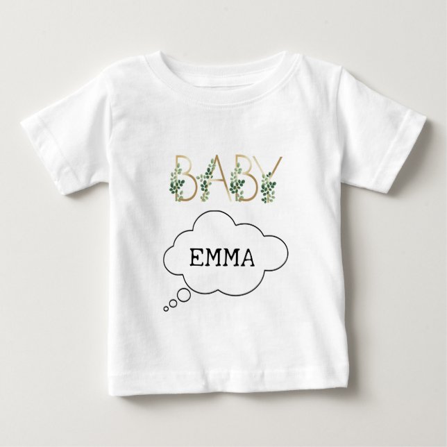 T-shirt Pour Bébé Aquarelle Cute Fun Baby Slogan Nom Personnalisé (Devant)
