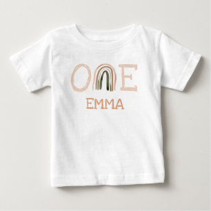T-shirt Pour Bébé Aquarelle Cute Pastel Arc-en-ciel 1er anniversaire