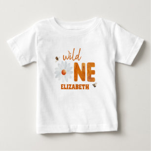 T-shirt Pour Bébé Aquarelle Daisy Wild One 1er Anniversaire Fille No